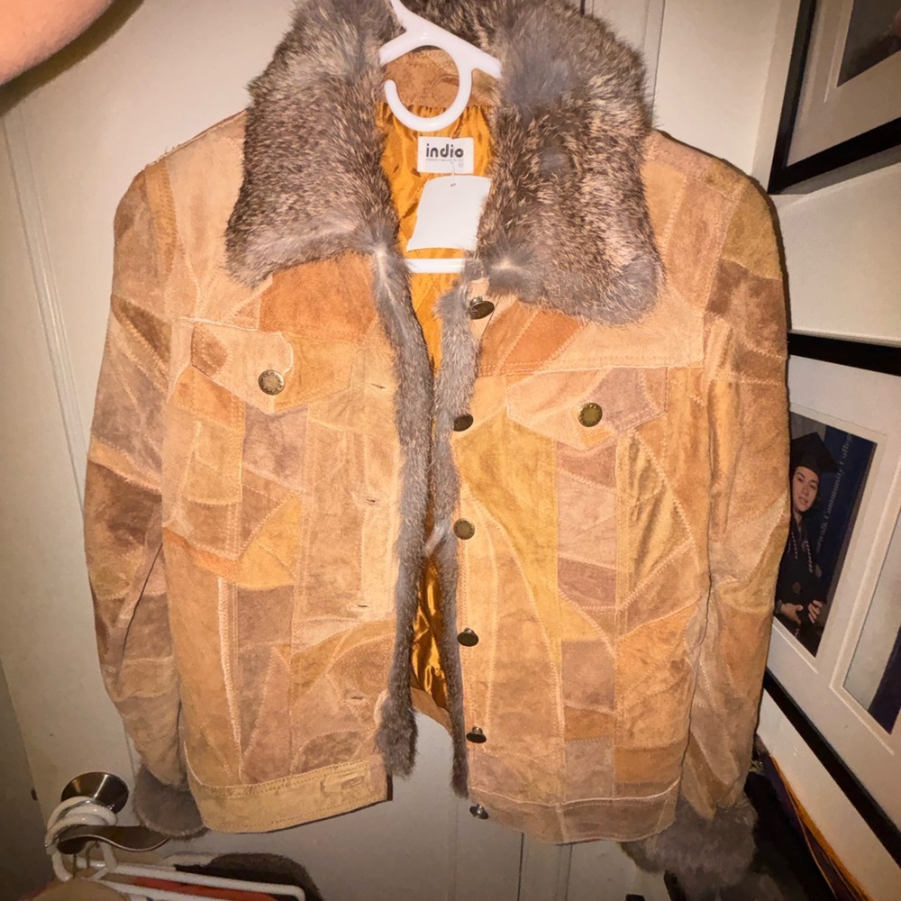 Indio Patchwork Suede Bomber Jacket with Shearlin… - image 1